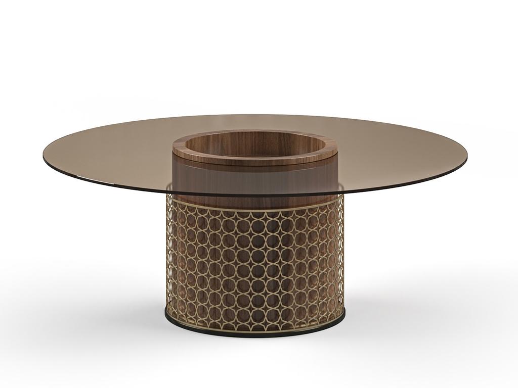 Round coffee table in canaletto walnut with glass top | Pr.332.3 by Stella del Mobile