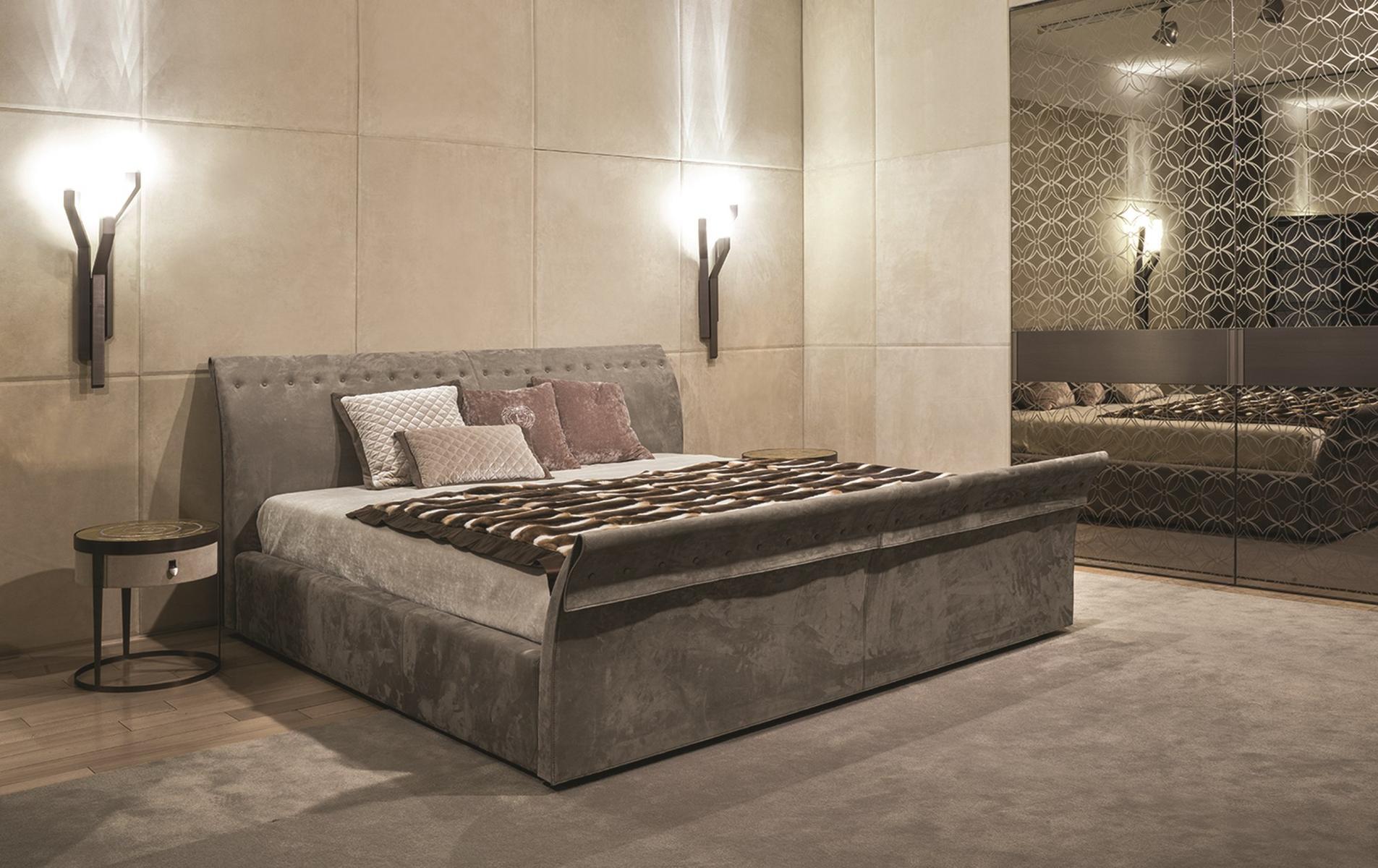 Round nabuk bedside table with drawers | Amadeus by Longhi