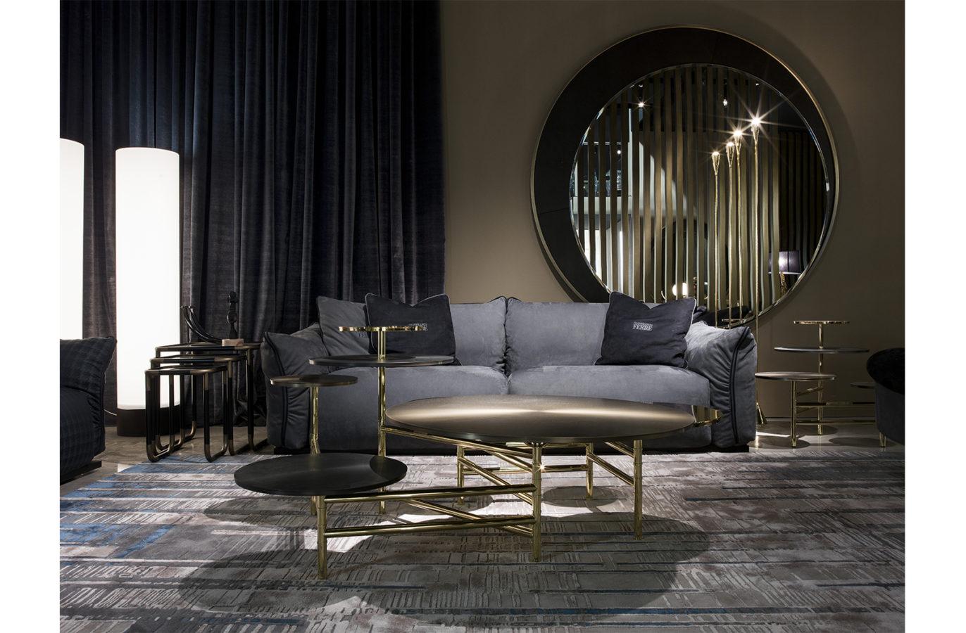 Coffee table in metal and smoky glass | Pigneto by Gianfranco Ferre Home