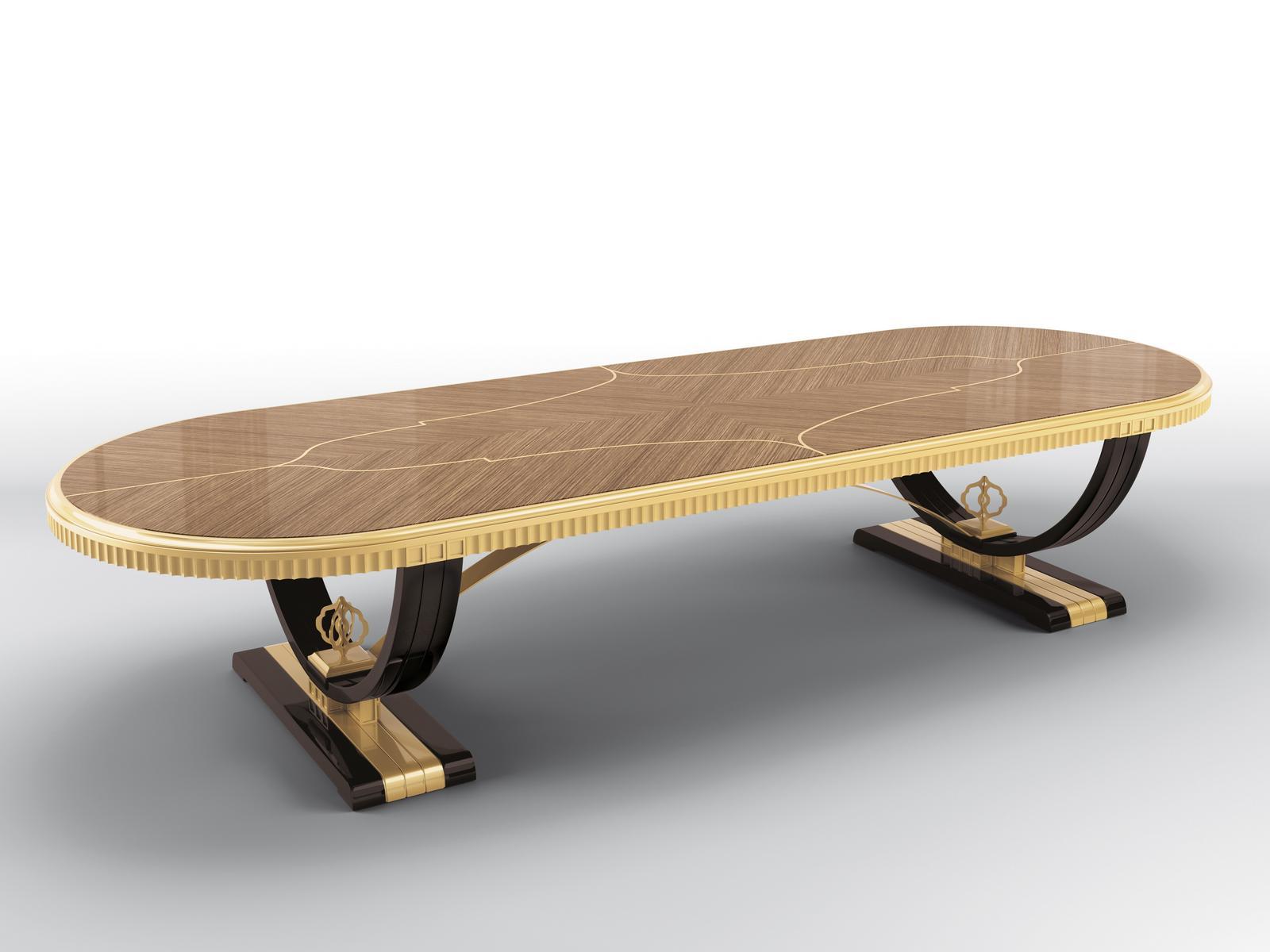 Oval walnut table | Metropolis Wide by Bruno Zampa