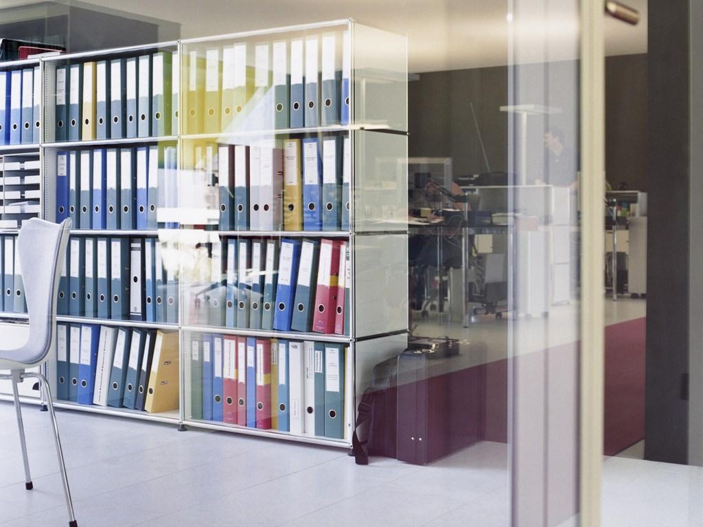 Tall modular metal office storage unit | Haller Modular Office Shelving by USM