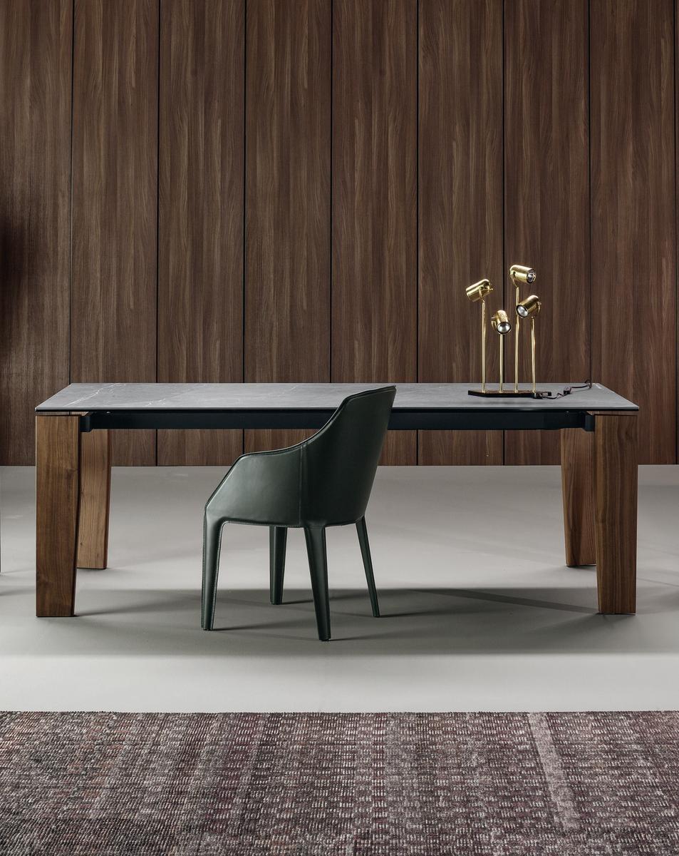 Extending rectangular ceramic table | Truly by Bonaldo