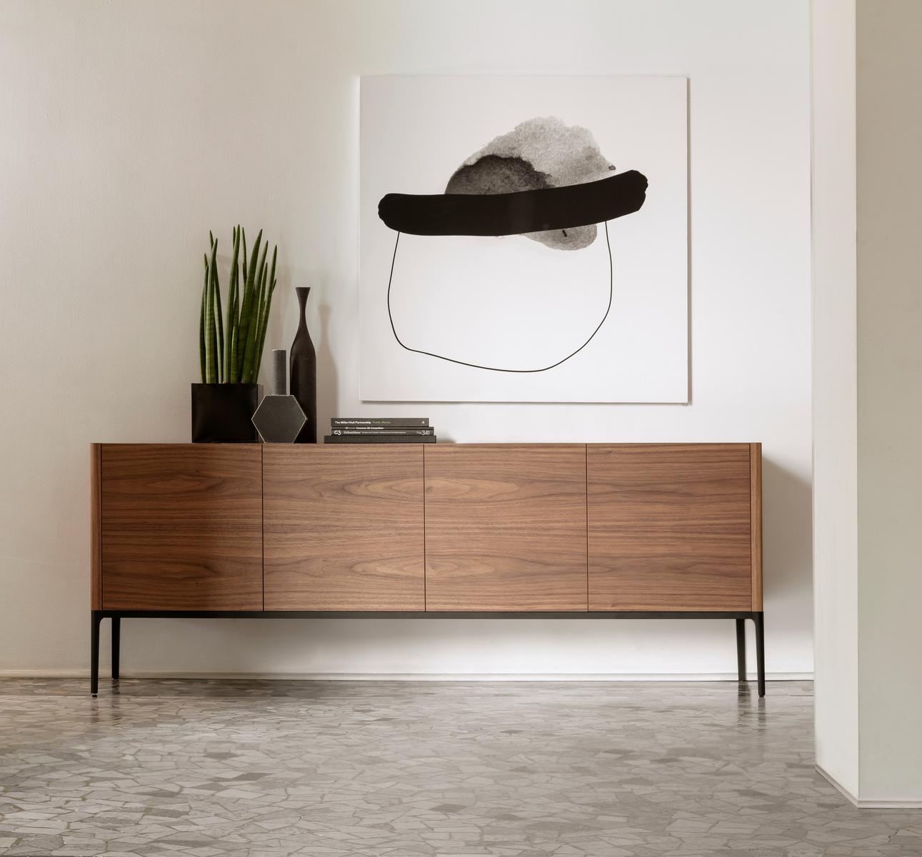 Canaletta walnut sideboard with doors | Kanto by Porada