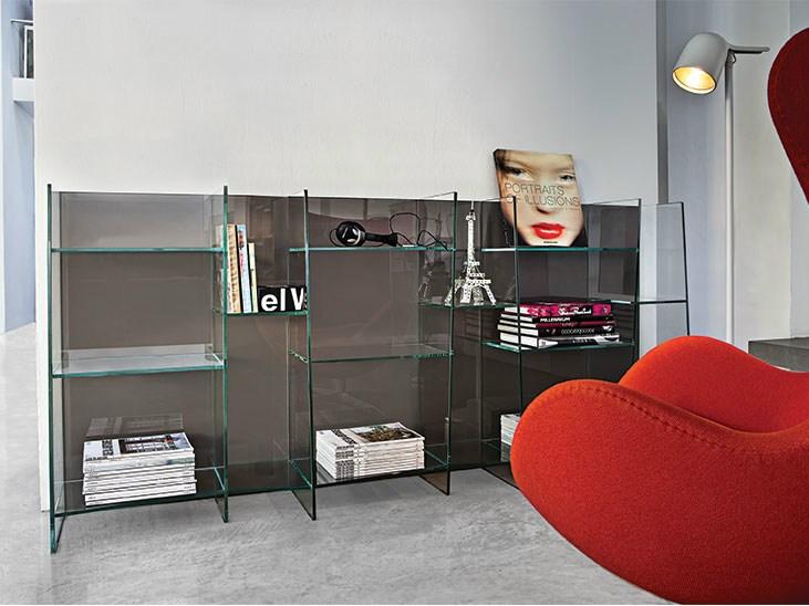 Wall-mounted modular crystal bookcase | Delphi H. 96 by Sovet