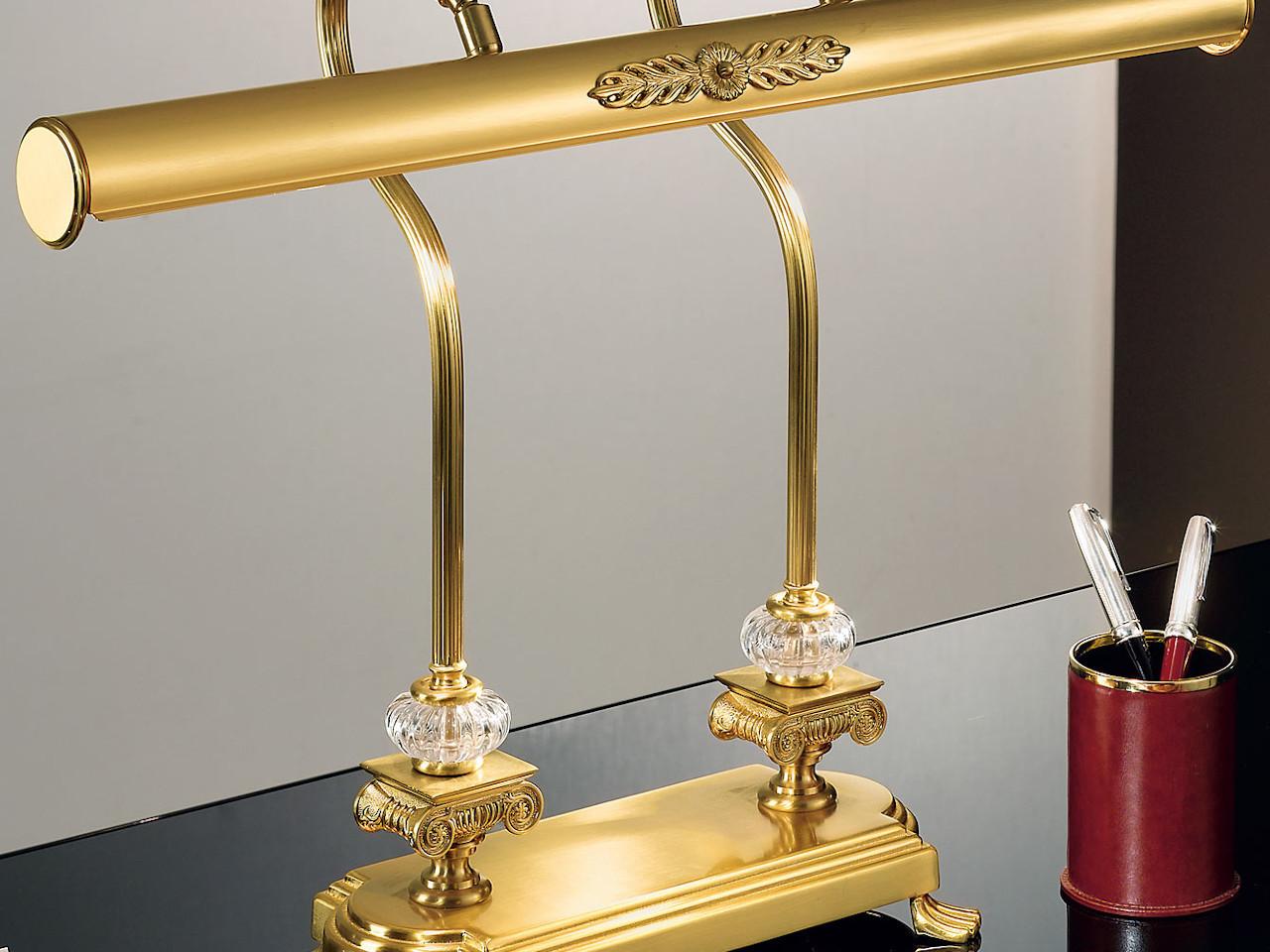 Satin gold plated finish table lamp with crystal | Kenzy 3009/l by Possoni Illuminazione