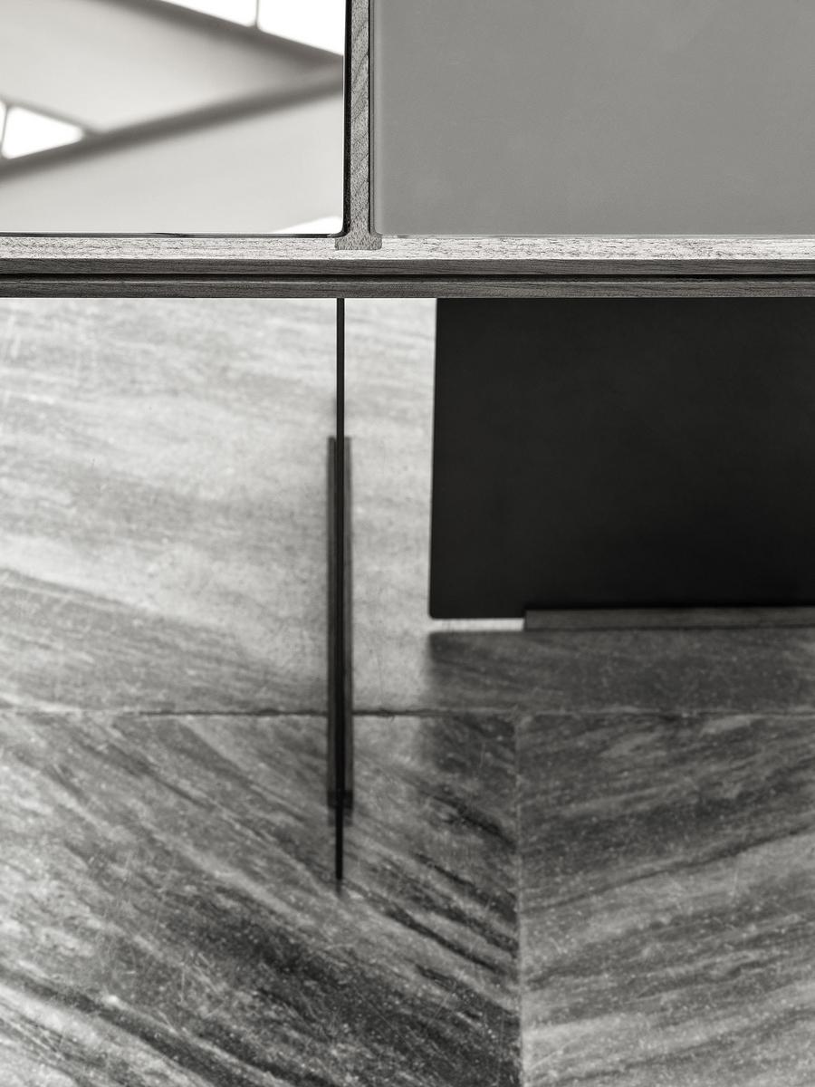 Square wood and glass coffee table | Mies by Frigerio