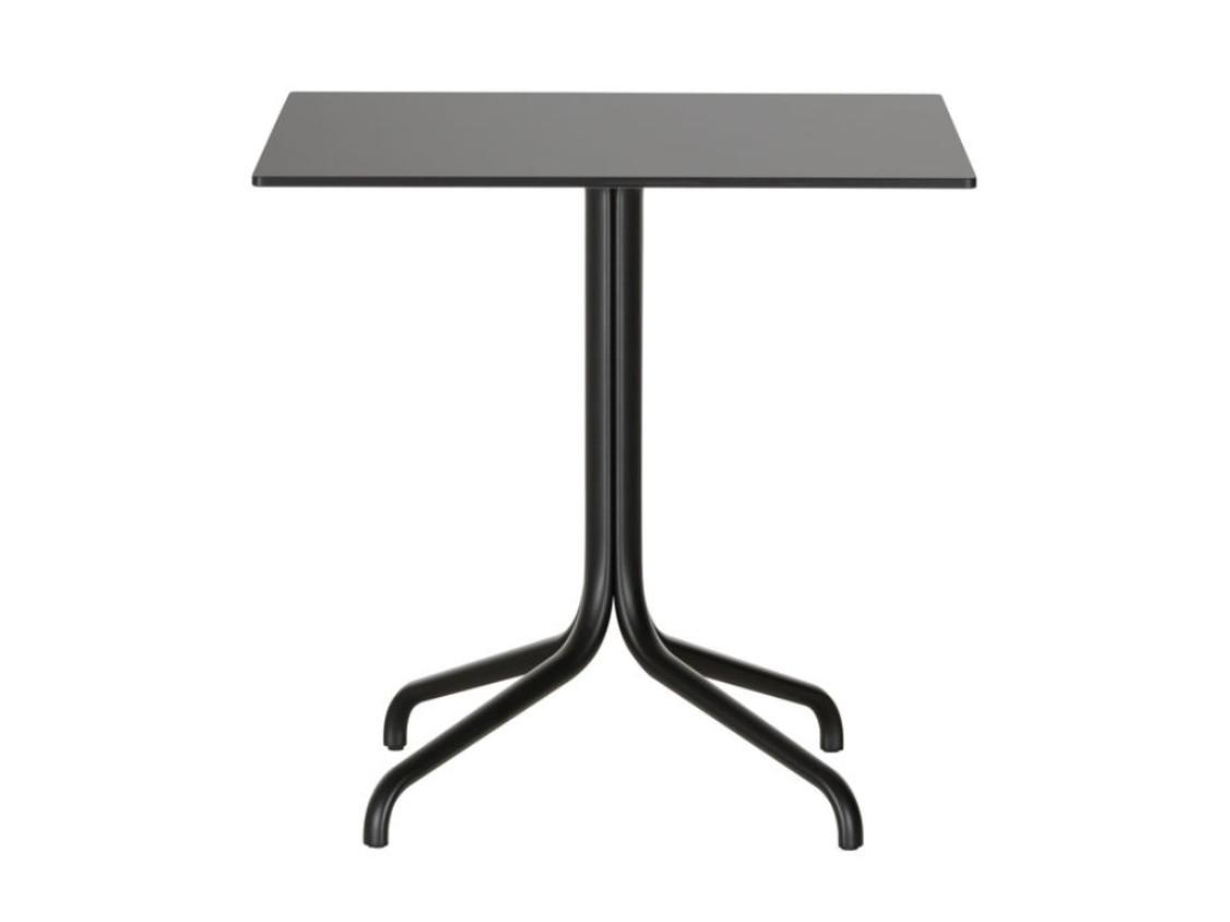 Square table with steel base and wooden top | Belleville by Vitra