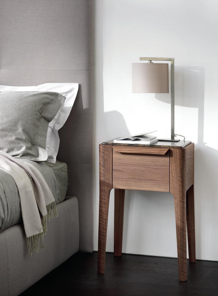 Rectangular walnut bedside table with drawers | Ziggy by Porada