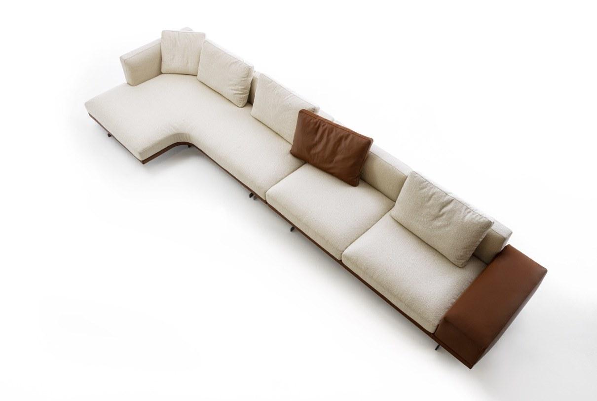 Modular fabric sofa with chaise longue | Horizon by Frigerio