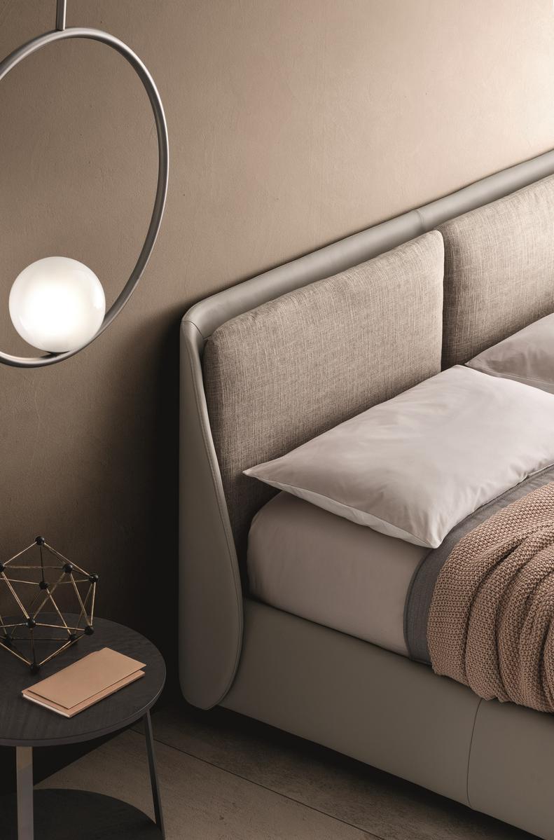 Leather bed with upholstered headboard | Bend by Ditre Italia