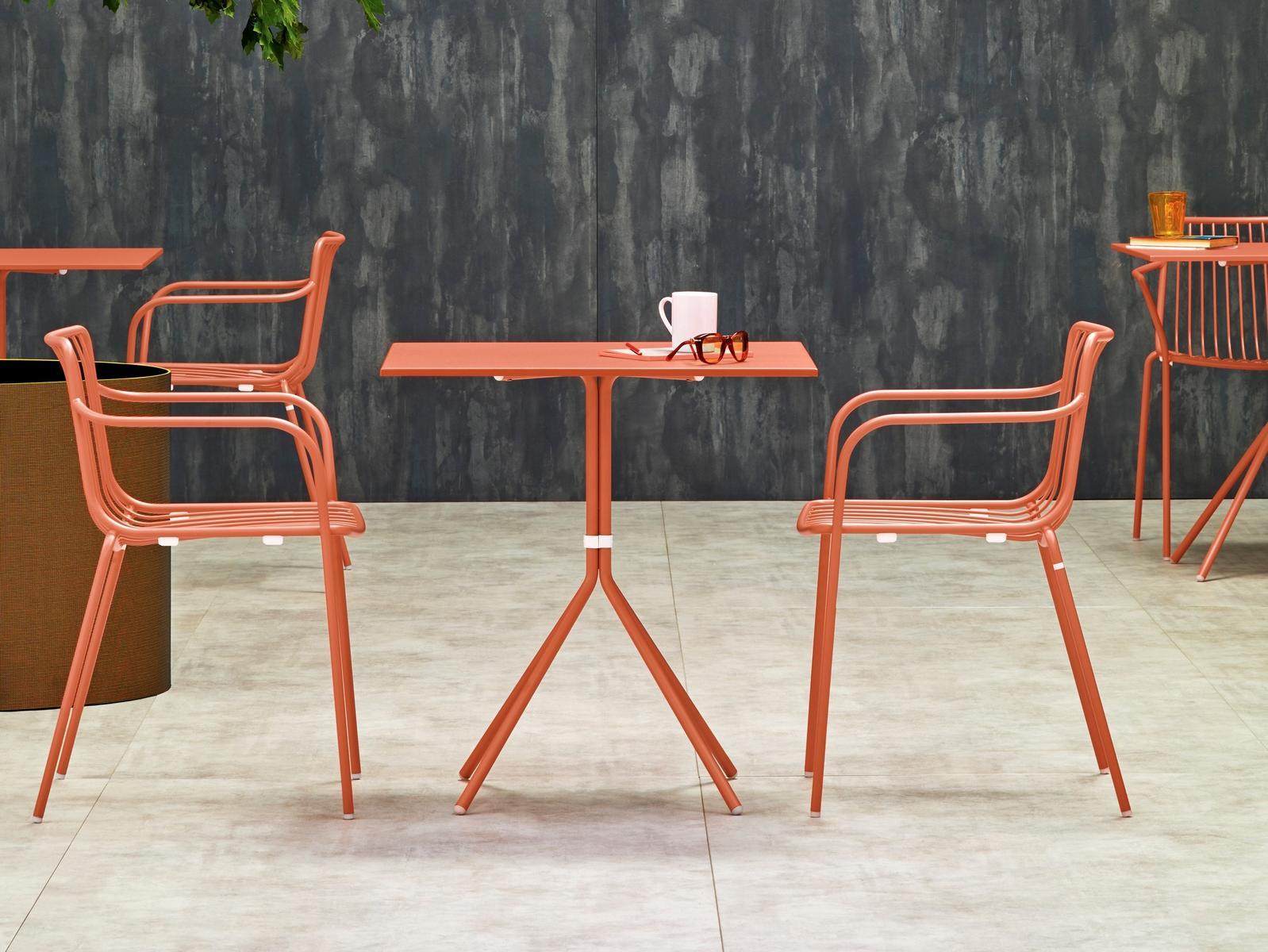 Folding round steel garden table | Nolita 5453t by Pedrali