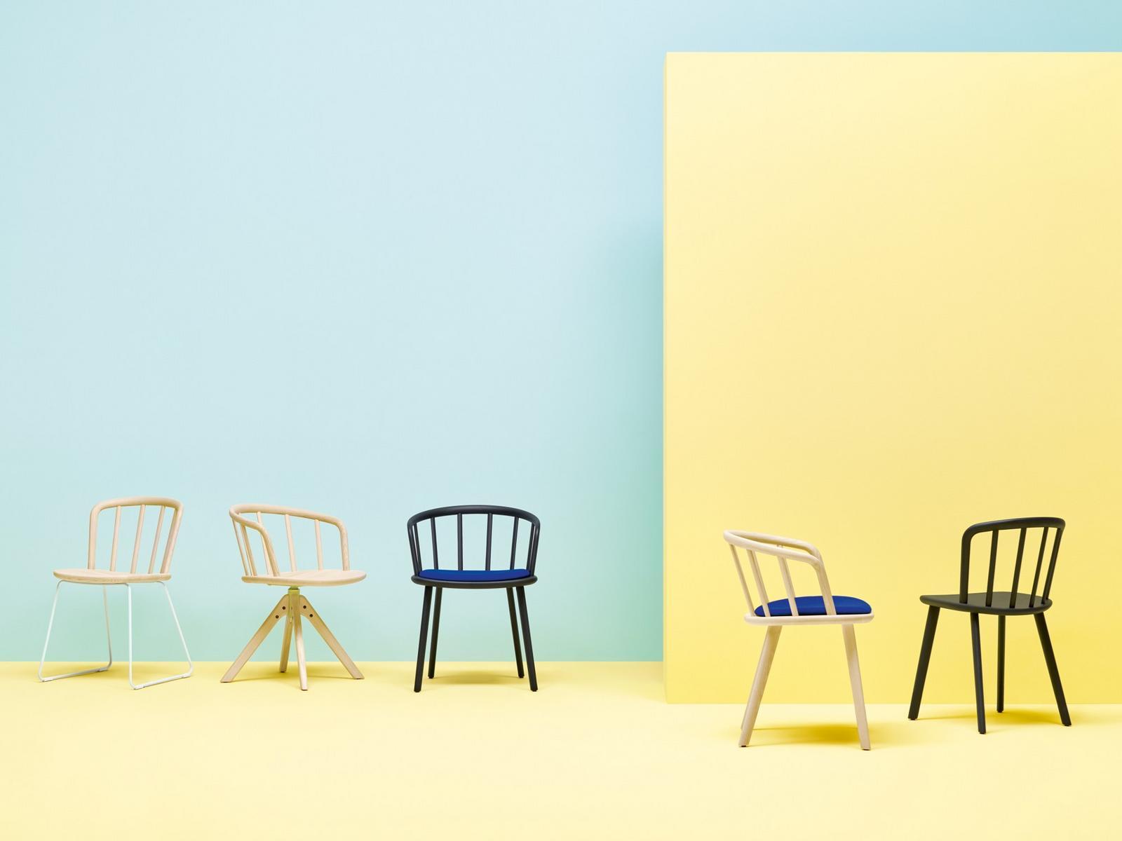 Swivel trestle-based ash chair | Nym 2845 by Pedrali