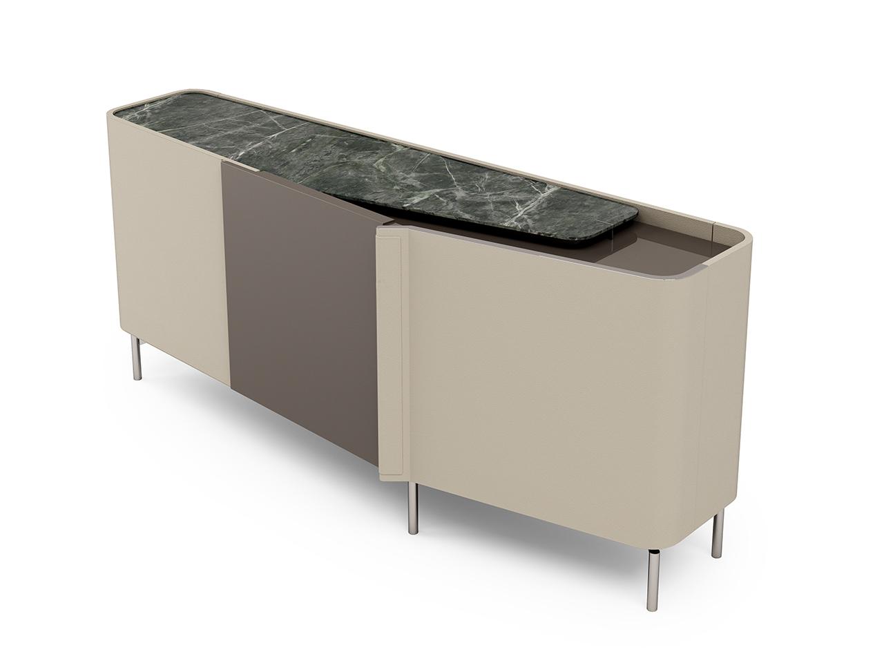 Sideboard with hinged door covered in leather | Zenit by Turri