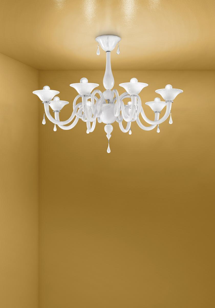 Glass chandelier with crystals | Dolfin by Sylcom