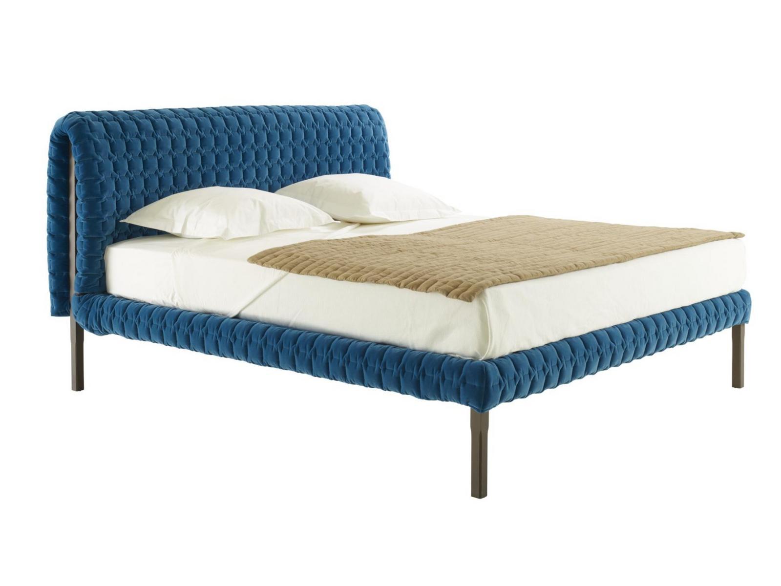 Fabric double bed with upholstered headboard | Ruché by Ligne Roset