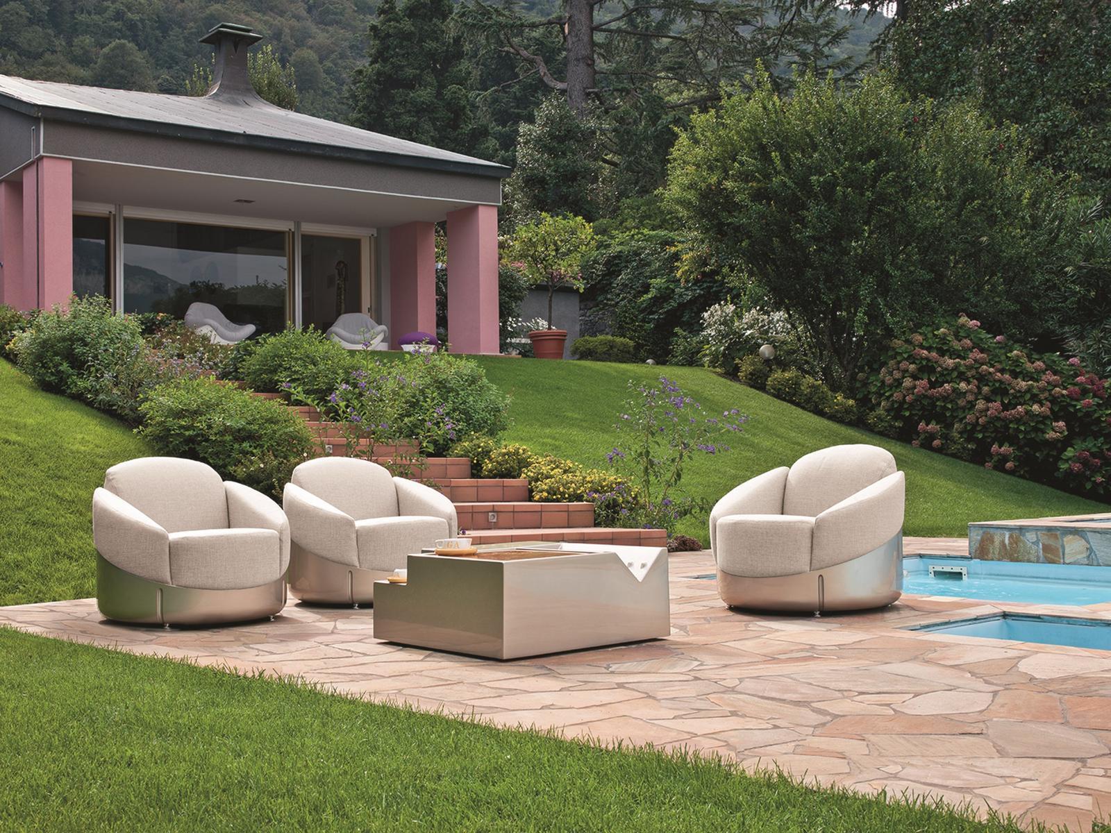 Fabric outdoor armchair | Astrea by Longhi