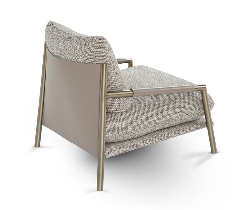 The Norman armchair offers a unique, forward-tilting design with a metal frame, regenerated leather upholstery, and a cushion-back for stylish, informal comfort. | Norman by Calia Italia