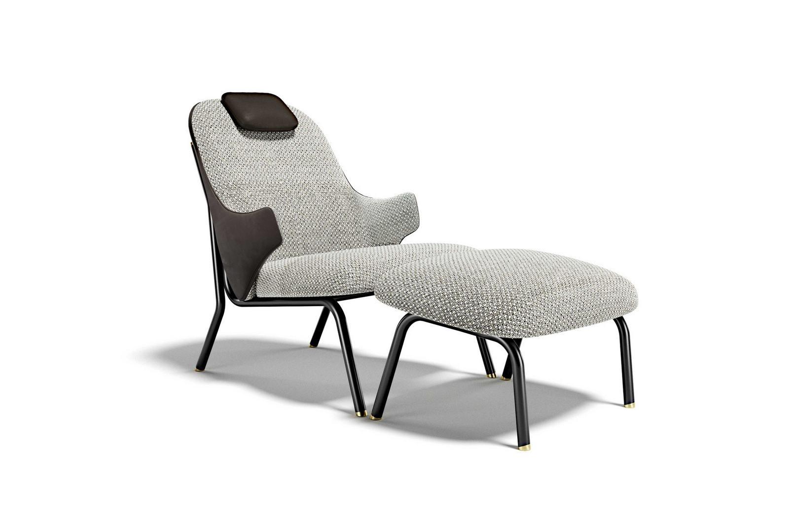 Upholstered fabric armchair with headrest | Diva by Capital Collection