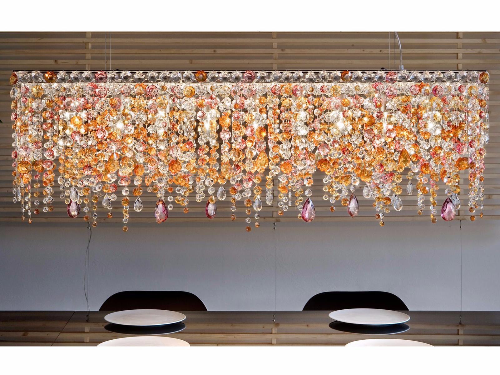 Incandescent painted metal pendant lamp with crystals | Impero & Deco Ve 895 S6 / S8 / S10 by Masiero