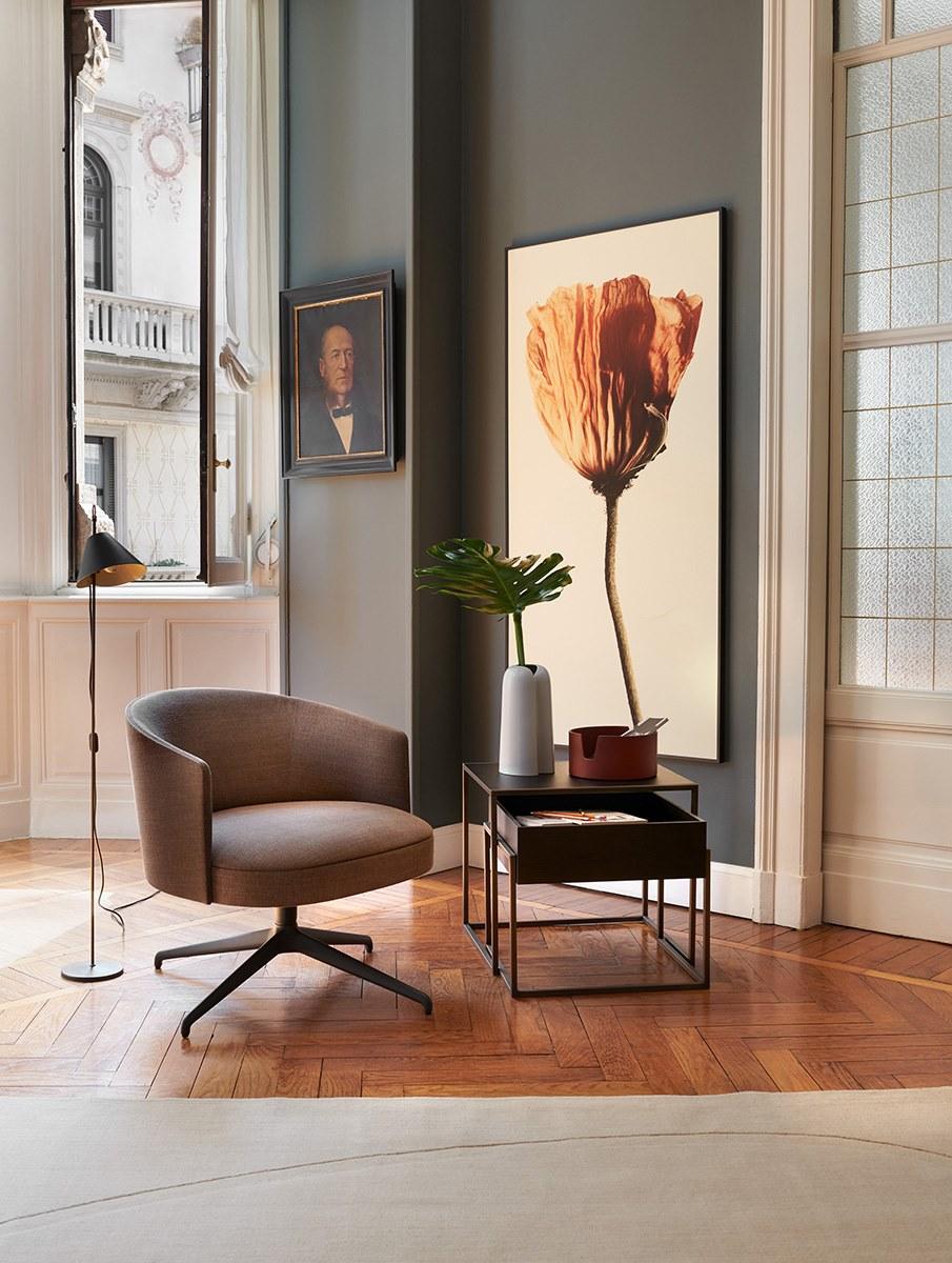 Swivel fabric easy chair | Lèna by Potocco