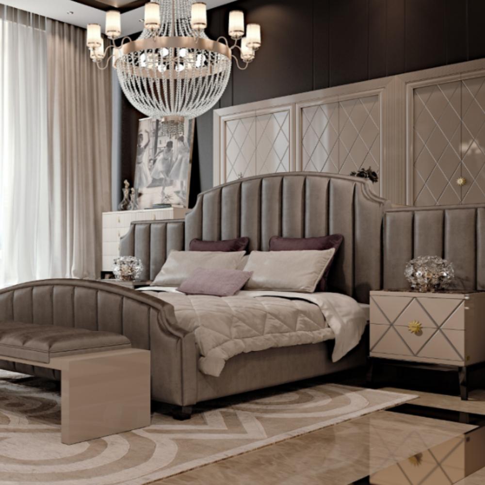 SIDNEY Fabric bed with high headboard