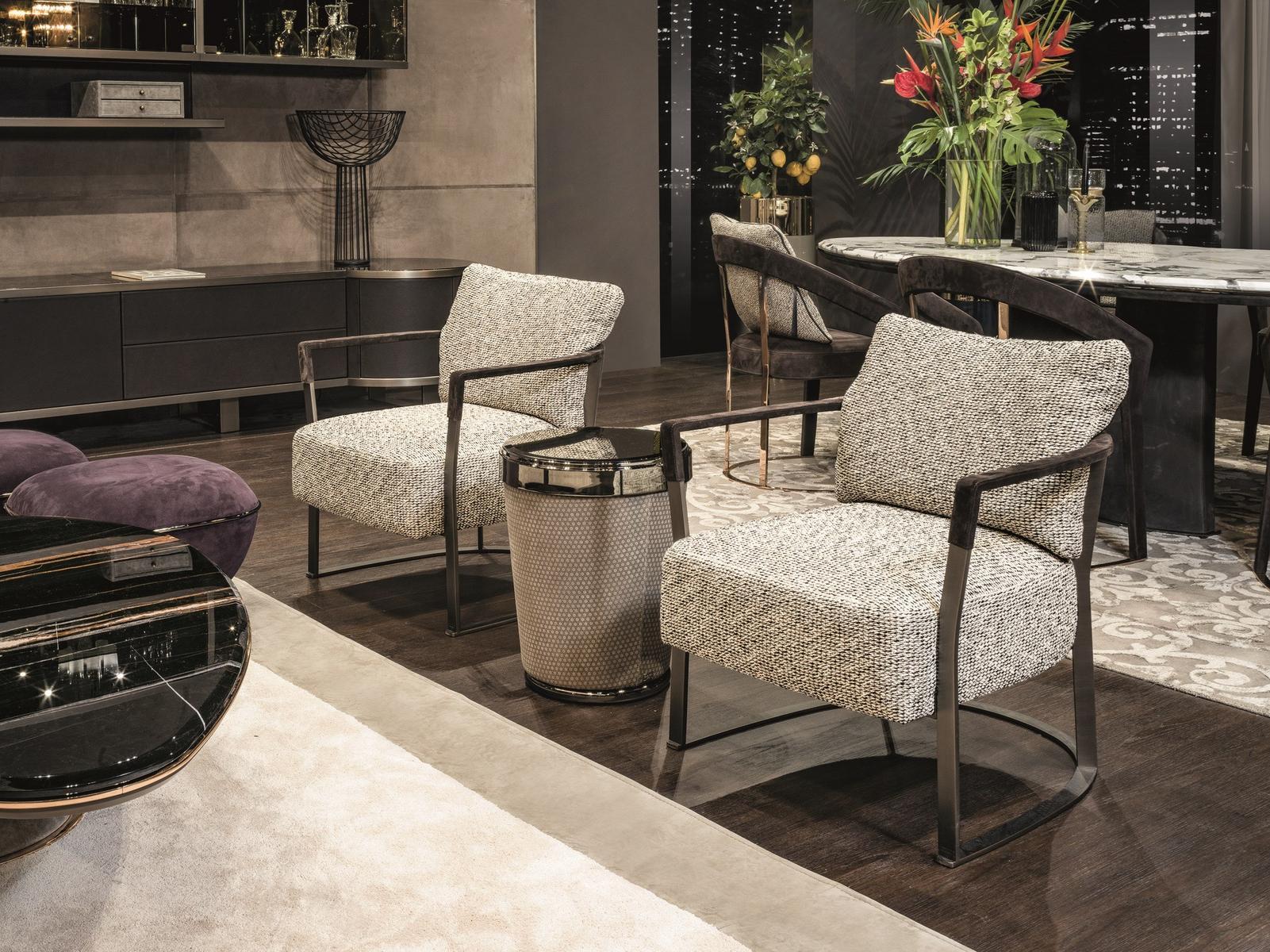 Round leather coffee table | Herbert by Longhi