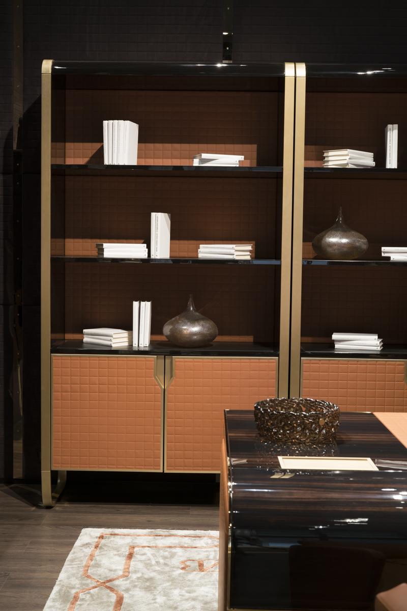 Freestanding bookcase in solid wood and leather | Dafne by Bruno Zampa