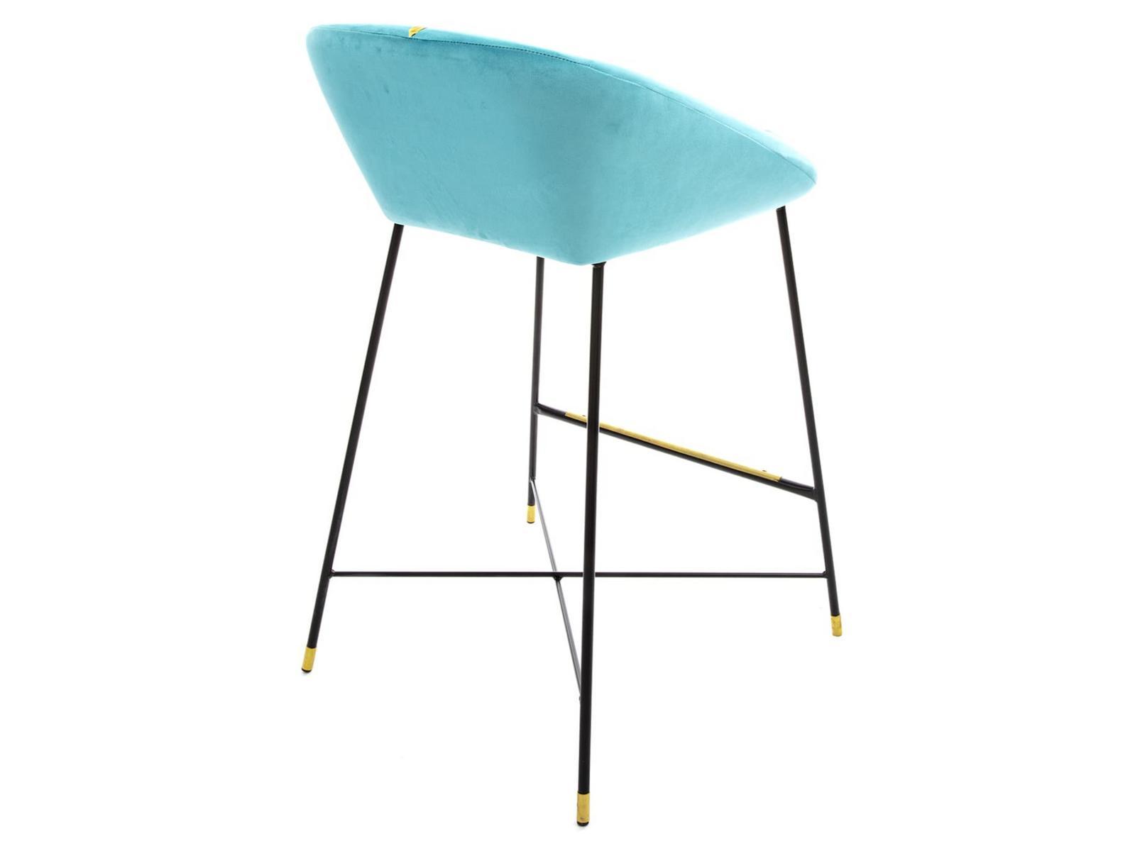 High fabric stool with back | Drill by Seletti