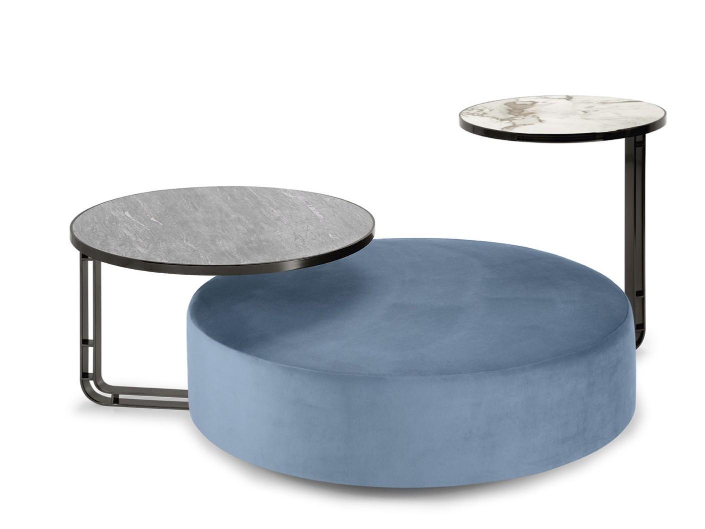 Upholstered round fabric pouf | Febe by Domingo salotti