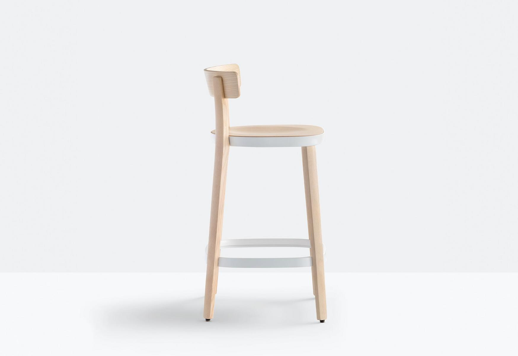 High ash stool with back | Folk 2936 by Pedrali