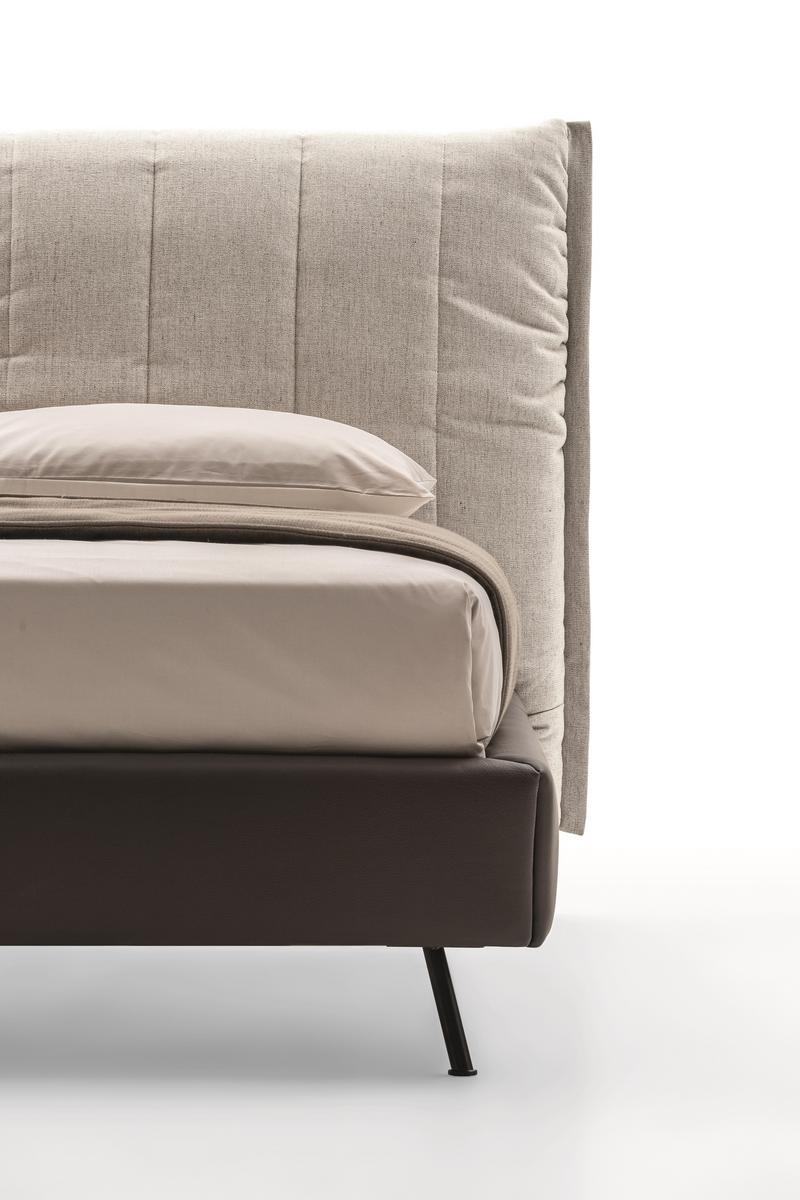 Leather and fabric bed with high headboard | On Line by Ditre Italia