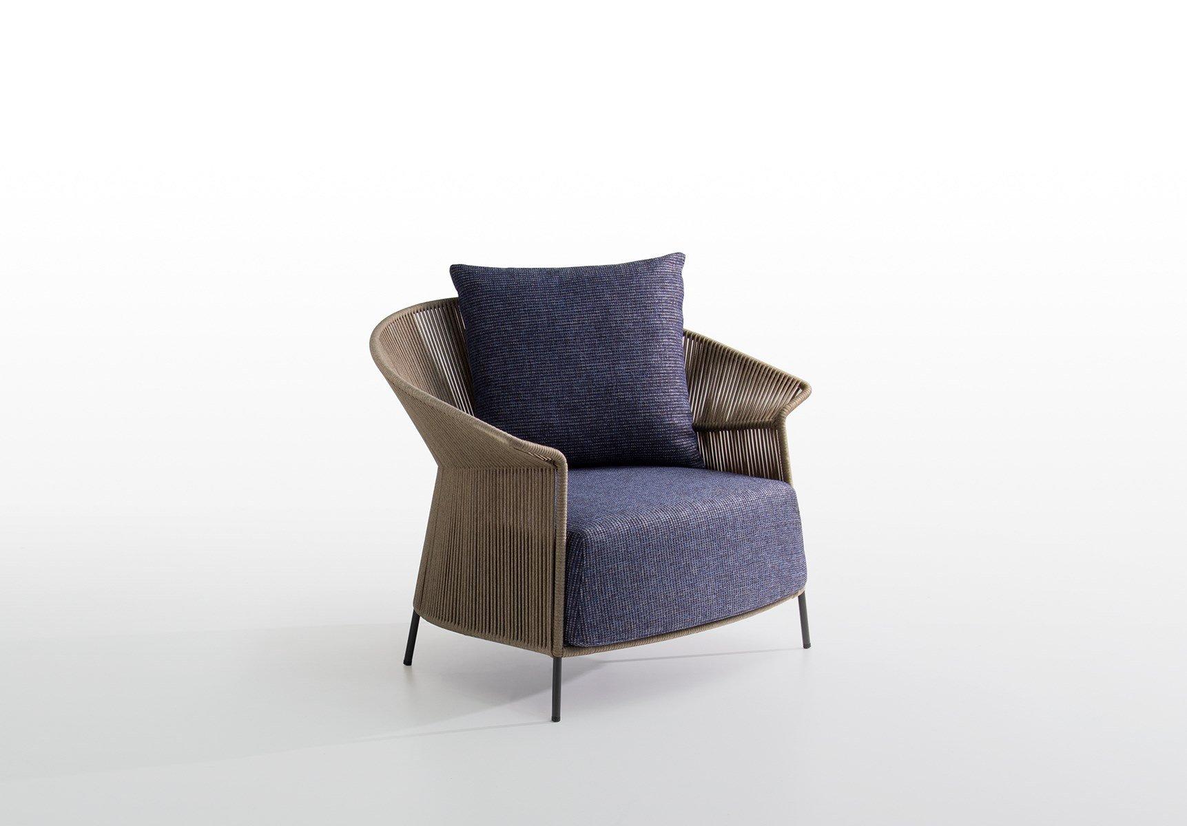 Rope garden armchair with armrests | Ola by Potocco