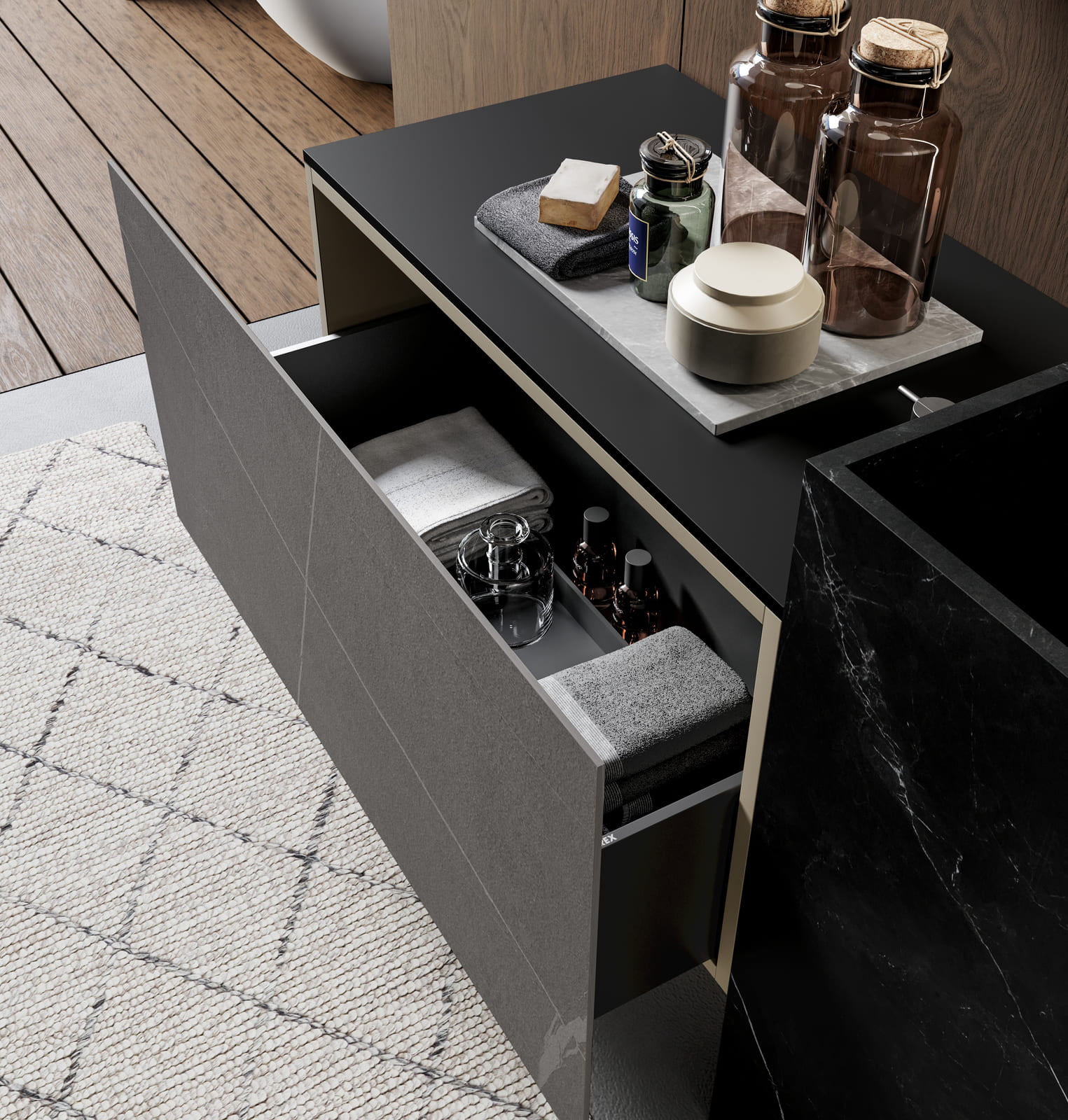 Lacquered bathroom | Sail by Birex