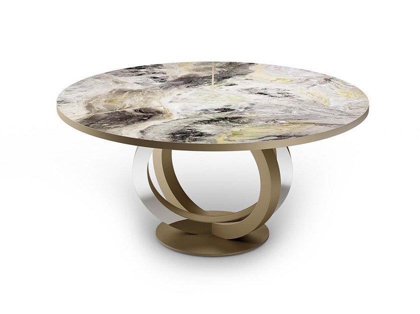 Round Marble glass dining table | Galassia by Reflex