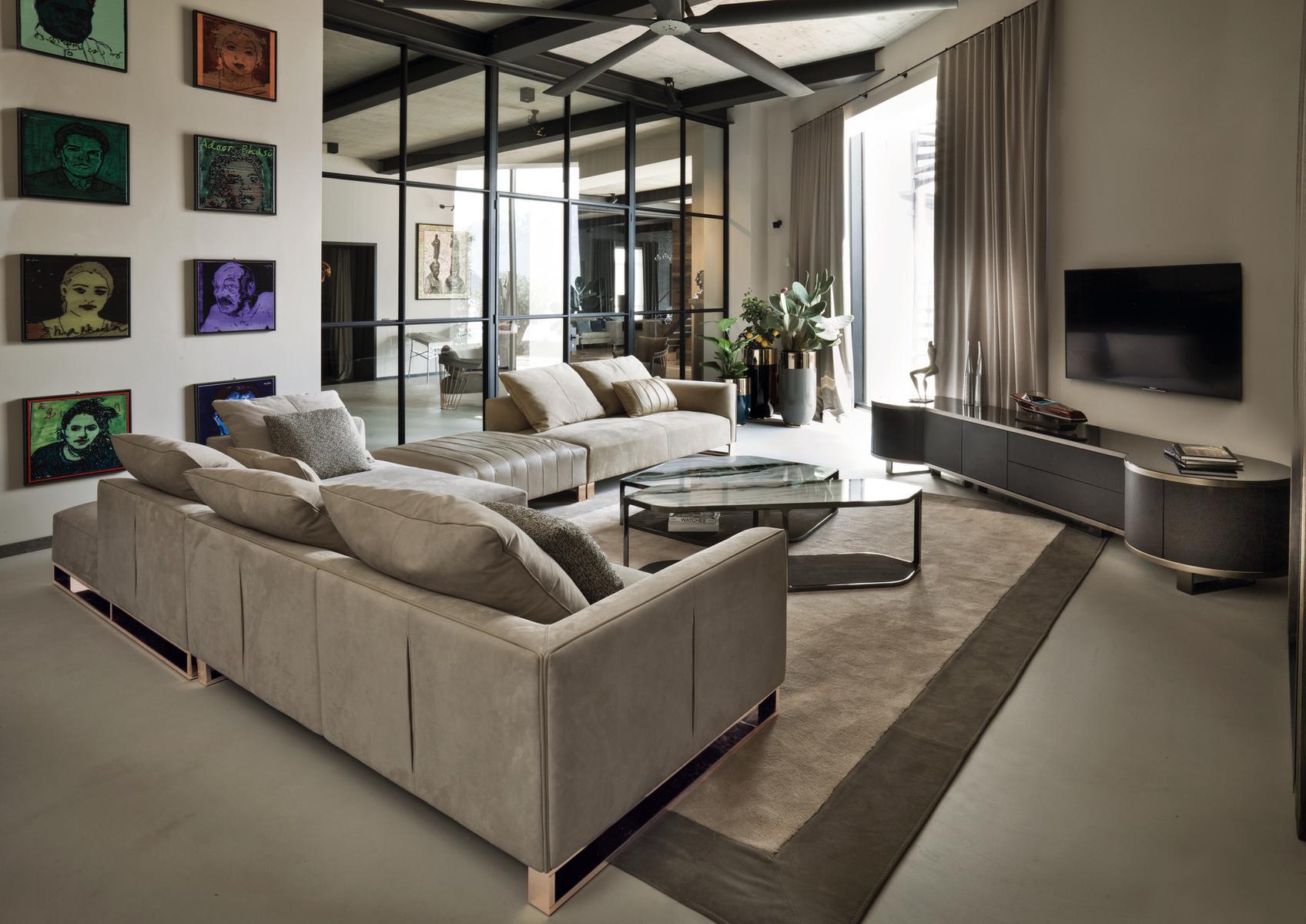 Sectional fabric sofa | Fold by Longhi