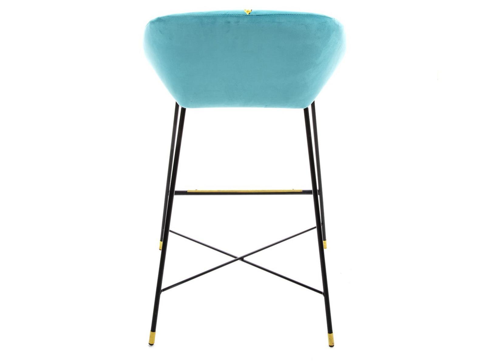 High fabric stool with back | Drill by Seletti