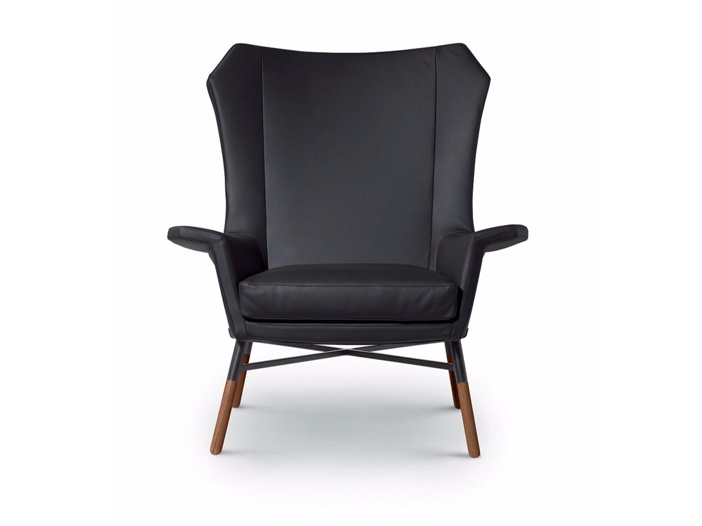 Upholstered leather armchair with armrests | Giulietta by Arflex