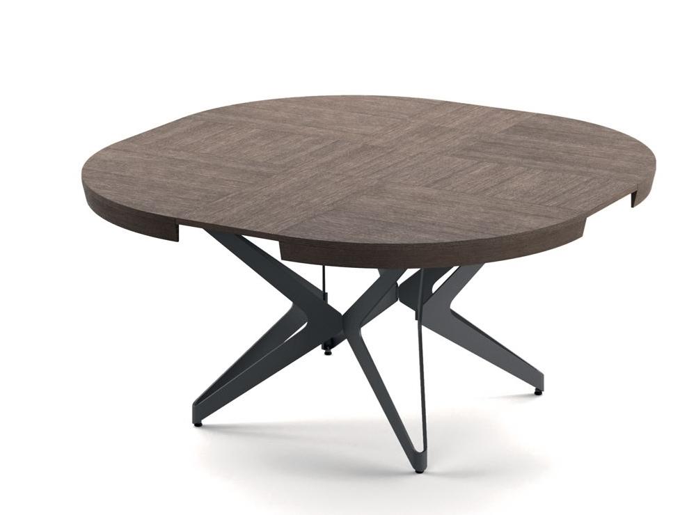 Extending round steel and wood table | Big Round by Ozzio Italia