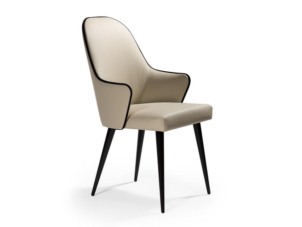 Upholstered leather chair with armrests | Ludwig by Reflex