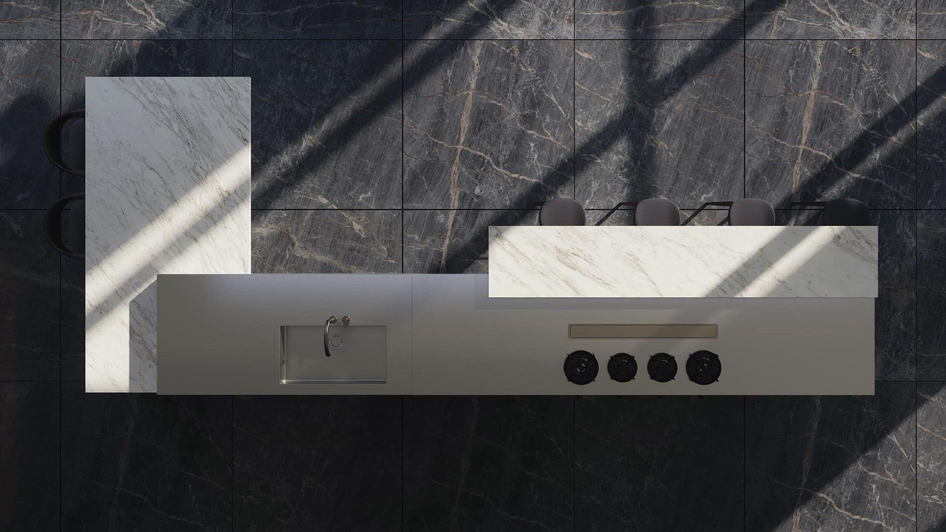 Kitchen with island with integrated handles Rossana Isøla