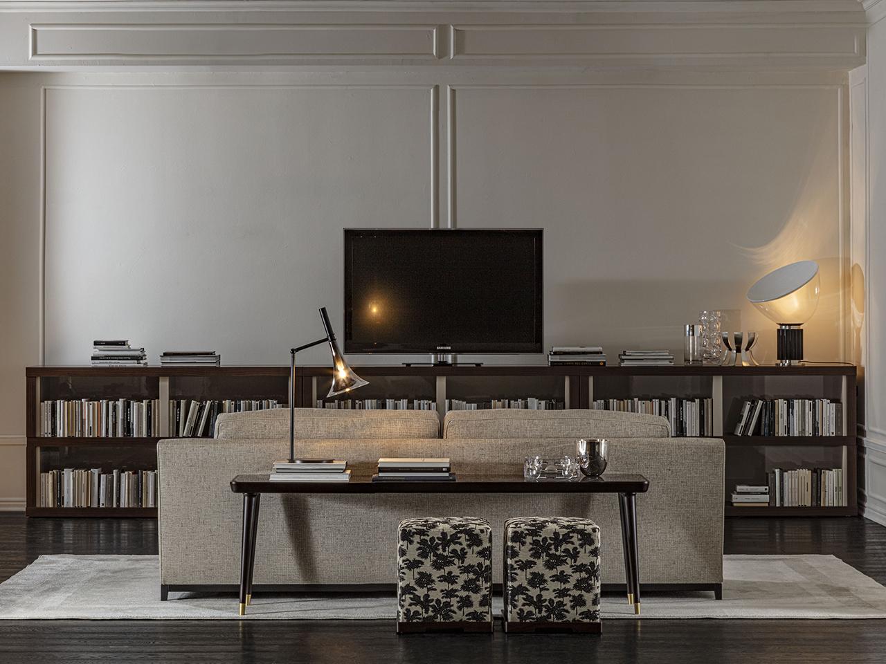 LED with swing arm blown glass table lamp | Baffo 7026/lg by Italamp