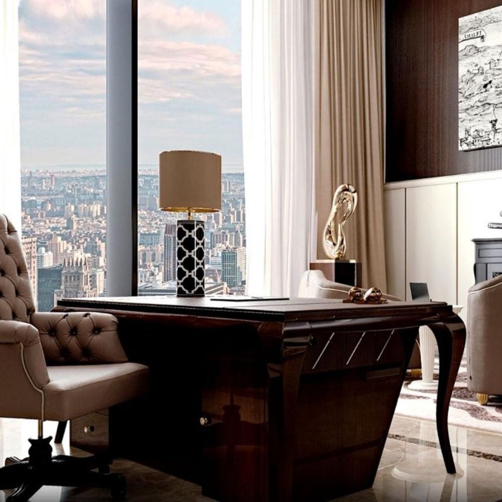 Rectangular leather writing desk with drawers | Gatsby by Cavio