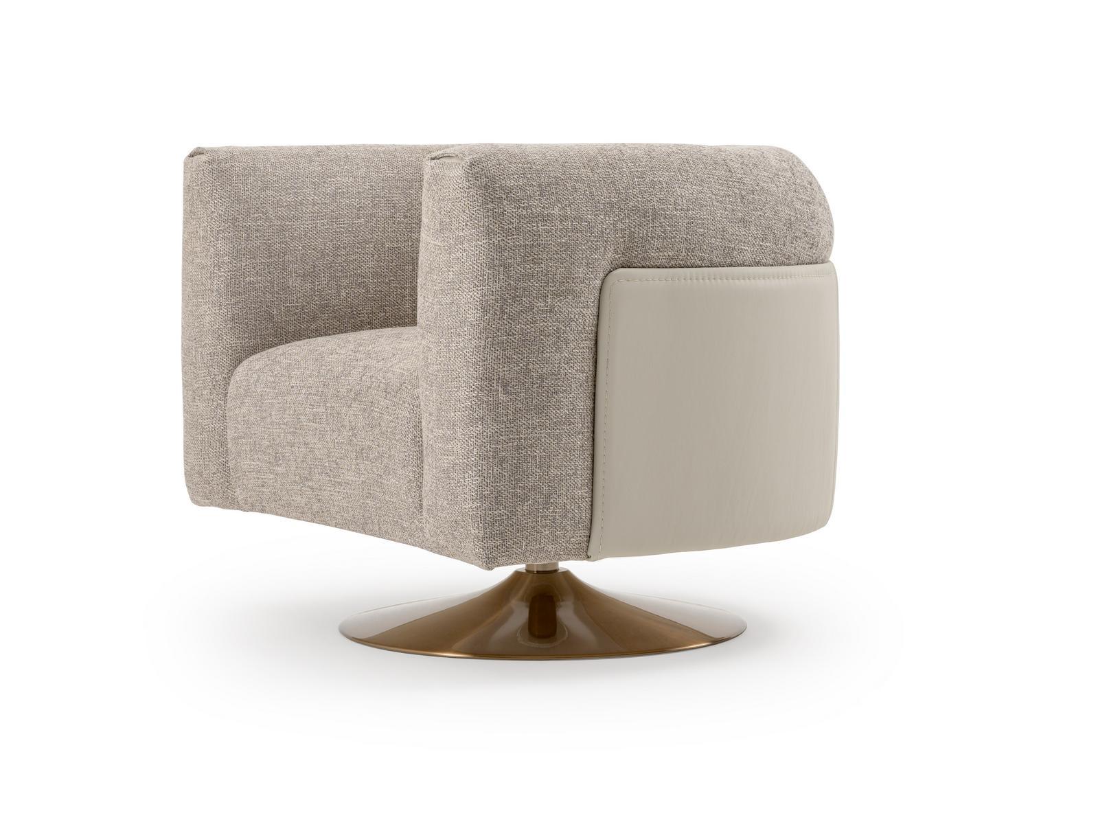 Swivel fabric armchair with armrests | Soul by Turri