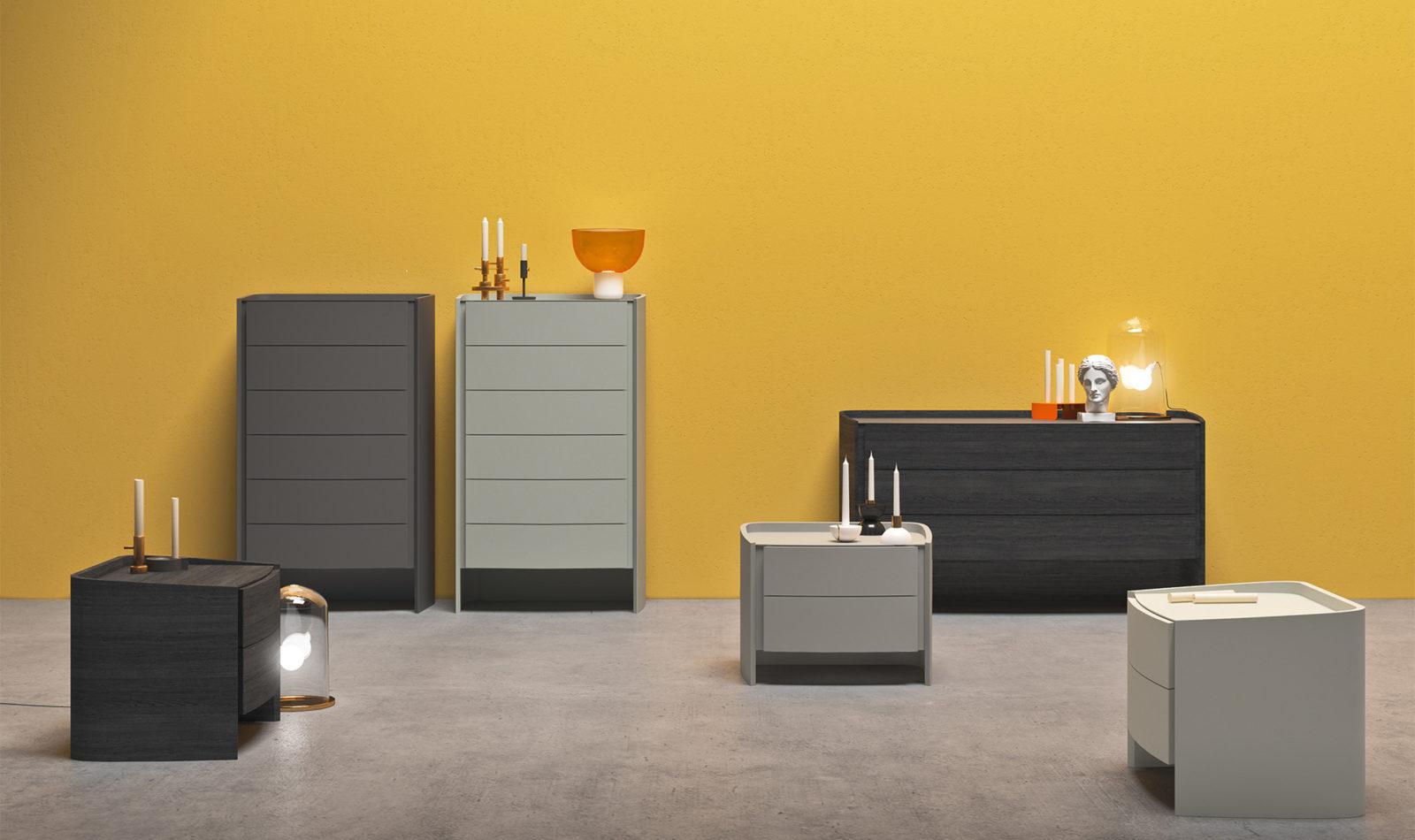Rounded lacquered chest of drawers with integrated handles | Adj by ALF Dafre