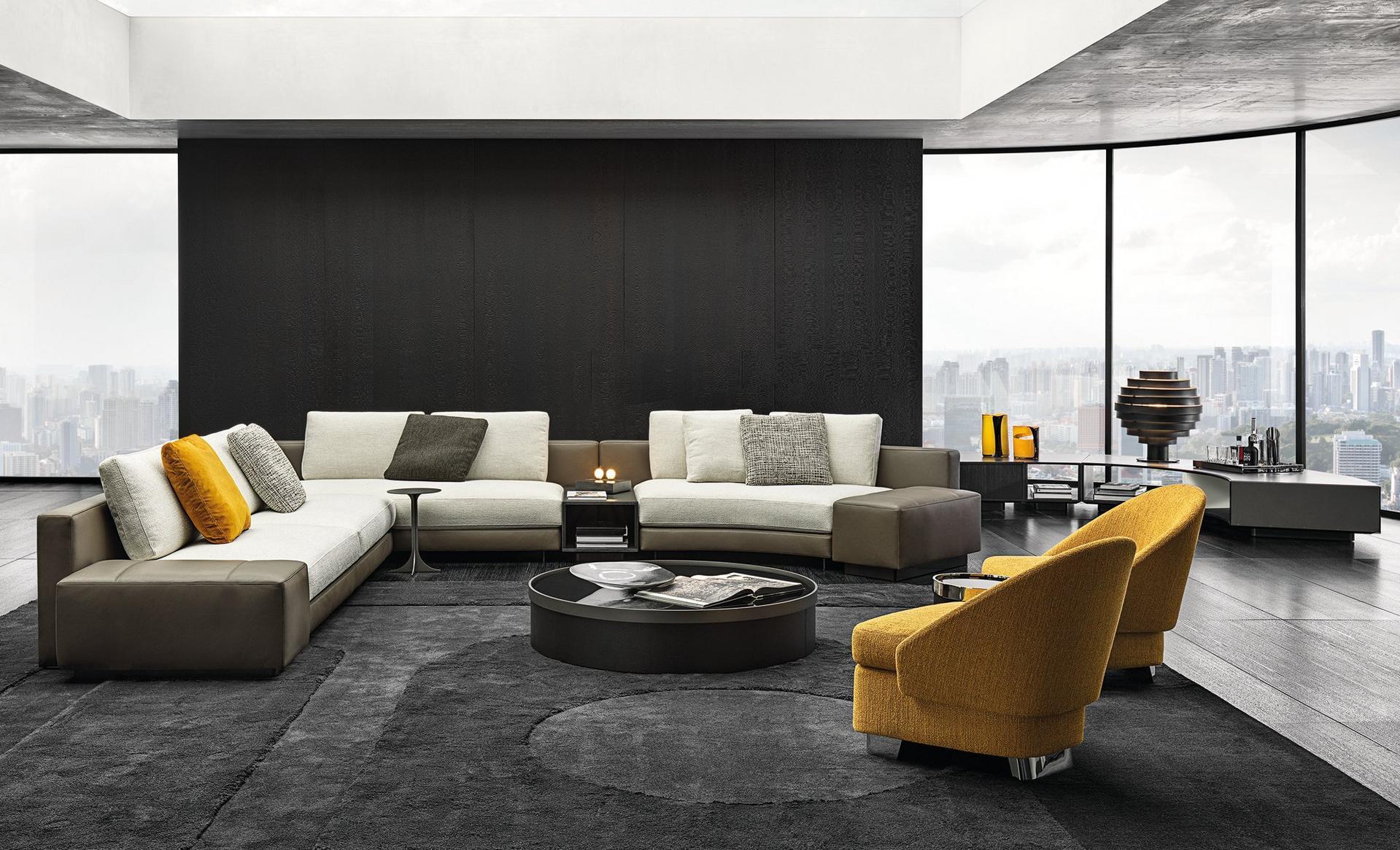 Sectional modular fabric sofa | Daniels by Minotti