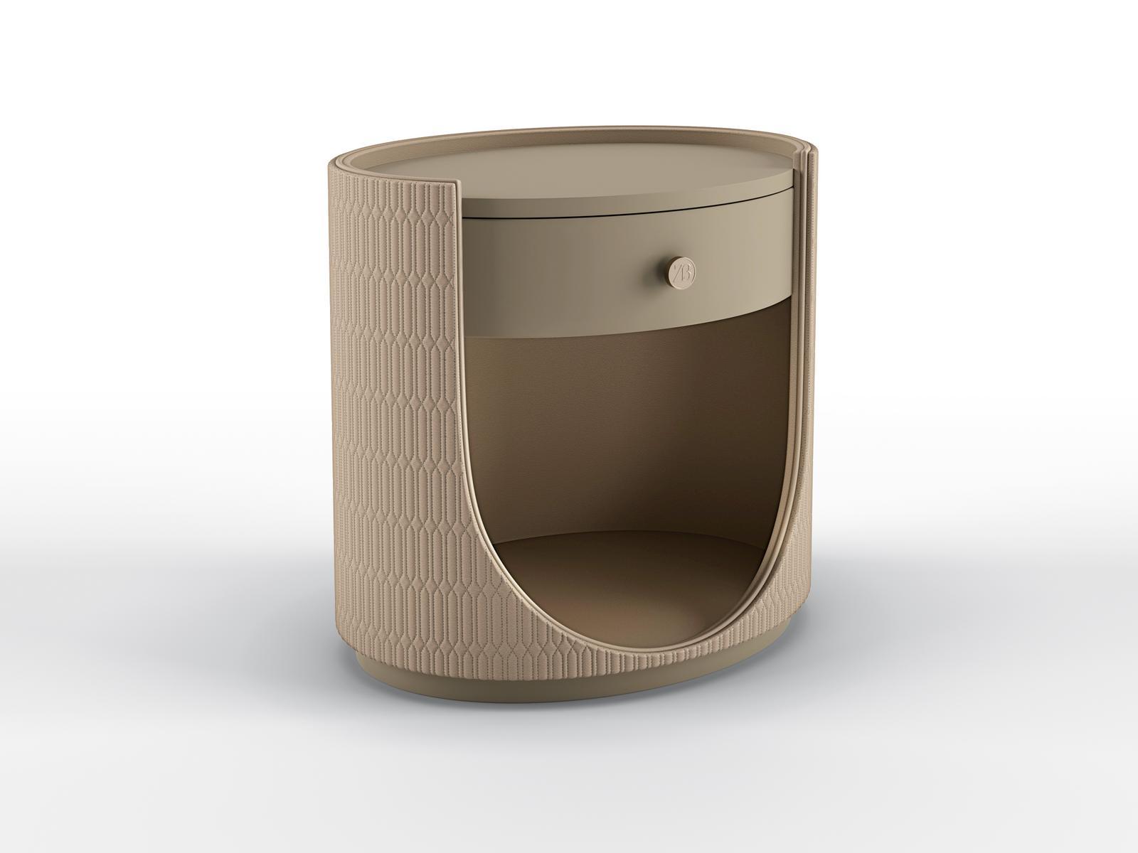 Oval bedside table with drawers | Elypse by Bruno Zampa