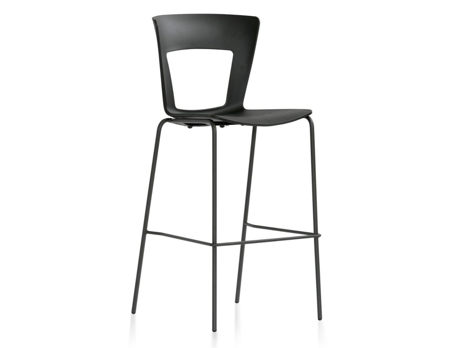 Stackable technopolymer stool with back | Lilia by Riflessi