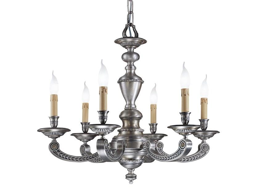 Old silver chandelier | Alberto 268/6 by Possoni Illuminazione