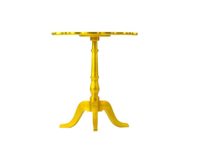 Round wooden high side table with 3-star base | Shield by Boca Do Lobo