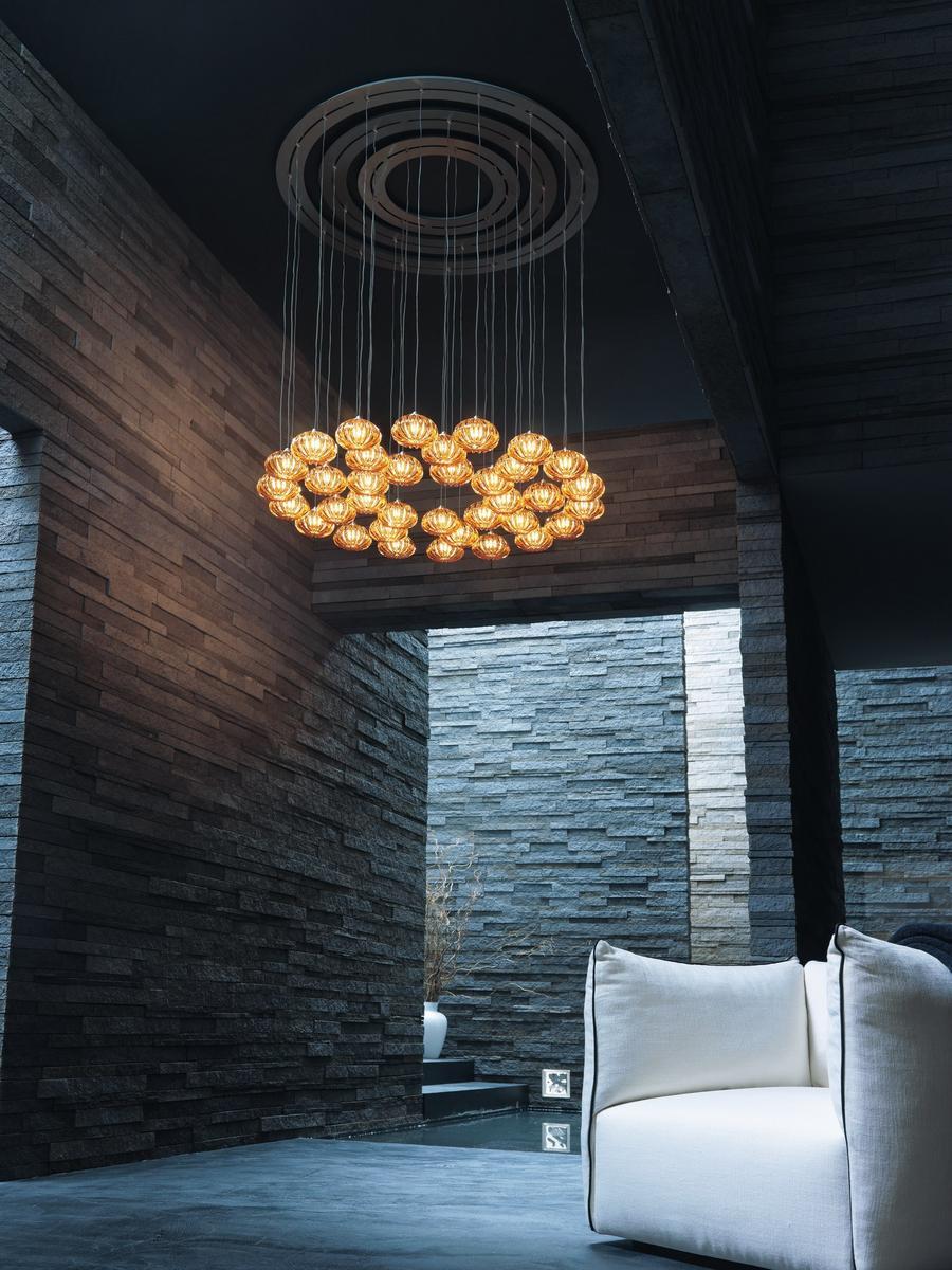 Blown glass pendant lamp | Diamante Sp 36 by Vistosi